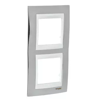 MGU66.004V.810 Рамка Unica Хамелеон Серебро / Белый 2-постовая вертикальная Schneider Electric