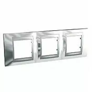 MGU66.006.010 Рамка Unica Top Хром / Алюминий 3-постовая Schneider Electric