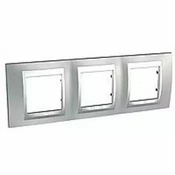 MGU66.006.038 Рамка Unica Top Хром матовый / Алюминий 3-постовая Schneider Electric