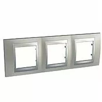 MGU66.006.039 Рамка Unica Top Никель / Алюминий 3-постовая Schneider Electric