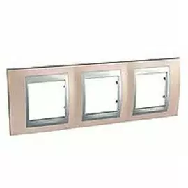 MGU66.006.096 Рамка Unica Top Оникс / Алюминий 3-постовая Schneider Electric