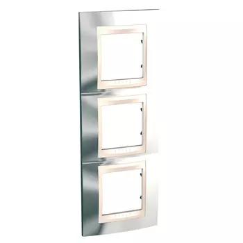 MGU66.006V.510 Рамка Unica Хамелеон Серебро / Бежевый 3-постовая вертикальная Schneider Electric