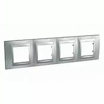 MGU66.008.038 Рамка Unica Top Хром матовый / Алюминий 4-постовая Schneider Electric
