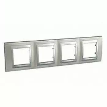 MGU66.008.039 Рамка Unica Top Никель / Алюминий 4-постовая Schneider Electric