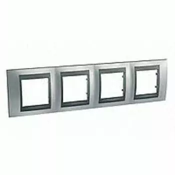 MGU66.008.238 Рамка Unica Top Хром матовый / Графит 4-постовая Schneider Electric