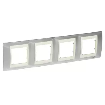 MGU66.008.510 Рамка Unica Хамелеон Серебро / Бежевый 4-постовая Schneider Electric