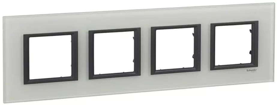 MGU68.008.7C2 Рамка Unica Class Белое стекло 4-постовая Schneider Electric