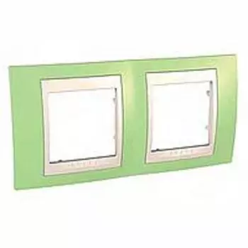 MGU6.004.563 Рамка Unica Хамелеон зеленое яблоко / Бежевый 2-постовая Schneider Electric