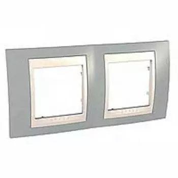 MGU6.004.565 Рамка Unica Хамелеон серый / Бежевый 2-постовая Schneider Electric