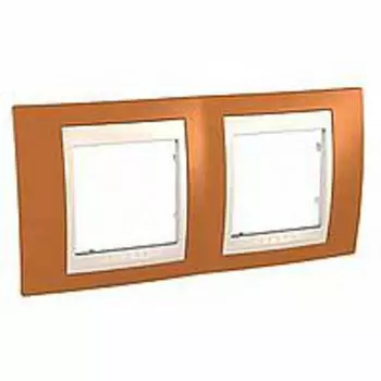 MGU6.004.569 Рамка Unica Хамелеон оранжевыйевый / Бежевый 2-постовая Schneider Electric