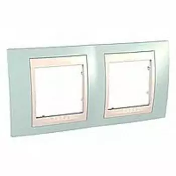 MGU6.004.570 Рамка Unica Хамелеон морская волна / Бежевый 2-постовая Schneider Electric