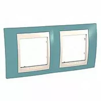 MGU6.004.573 Рамка Unica Хамелеон синий / Бежевый 2-постовая Schneider Electric