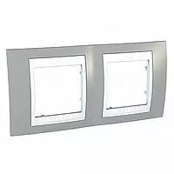 MGU6.004.865 Рамка Unica Хамелеон серый / Белый 2-постовая Schneider Electric
