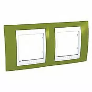 MGU6.004.866 Рамка Unica Хамелеон фисташковый / Белый 2-постовая Schneider Electric