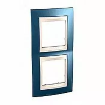 MGU6.004V.554 Рамка Unica Хамелеон голубой лед / Бежевый 2-постовая вертикальная Schneider Electric