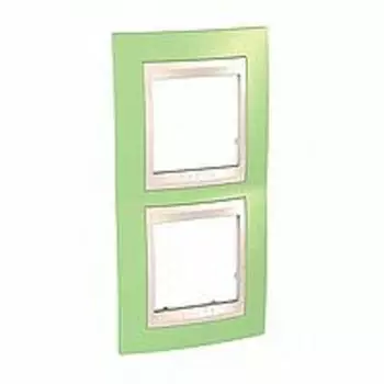 MGU6.004V.563 Рамка Unica Хамелеон зеленое яблоко / Бежевый 2-постовая вертикальная Schneider Electric