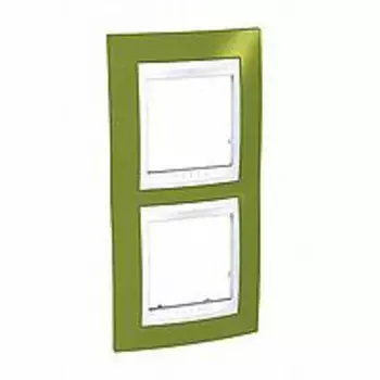 MGU6.004V.866 Рамка Unica Хамелеон фисташковый / Белый 2-постовая вертикальная Schneider Electric