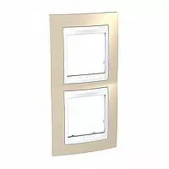 MGU6.004V.867 Рамка Unica Хамелеон песчаный / Белый 2-постовая вертикальная Schneider Electric