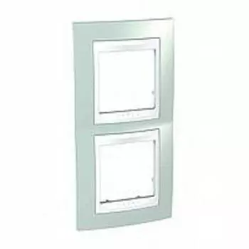 MGU6.004V.870 Рамка Unica Хамелеон морская волна / Белый 2-постовая вертикальная Schneider Electric