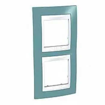 MGU6.004V.873 Рамка Unica Хамелеон синий / Белый 2-постовая вертикальная Schneider Electric