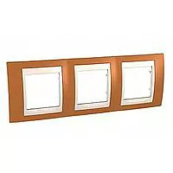 MGU6.006.569 Рамка Unica Хамелеон оранжевыйевый / Бежевый 3-постовая Schneider Electric