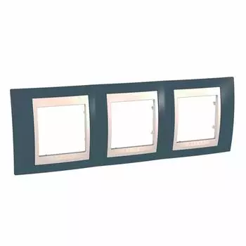 MGU6.006.577 Рамка Unica Хамелеон серо-зеленый / Бежевый 3-постовая Schneider Electric