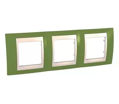 MGU6.006.866 Рамка Unica Хамелеон фисташковый / Белый 3-постовая Schneider Electric