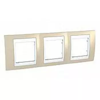 MGU6.006.867 Рамка Unica Хамелеон песчаный / Белый 3-постовая Schneider Electric