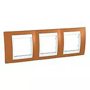 MGU6.006.869 Рамка Unica Хамелеон оранжевый / Белый 3-постовая Schneider Electric