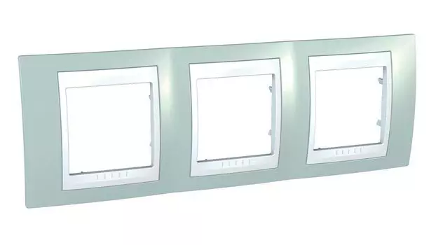 MGU6.006.870 Рамка Unica Хамелеон морская волна / Белый 3-постовая Schneider Electric
