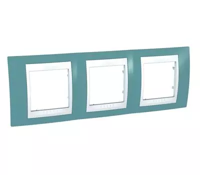 MGU6.006.873 Рамка Unica Хамелеон синий / Белый 3-постовая Schneider Electric