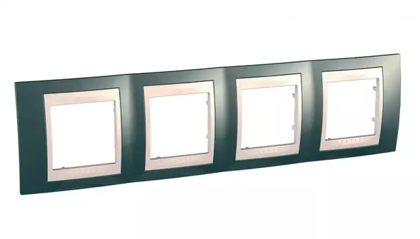 MGU6.008.524 Рамка Unica Хамелеон шампань / Бежевый 4-постовая Schneider Electric