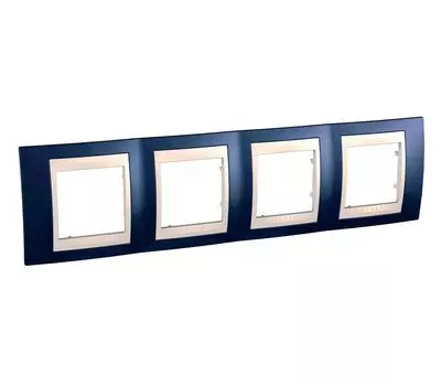 MGU6.008.542 Рамка Unica Хамелеон индиго / Бежевый 4-постовая Schneider Electric