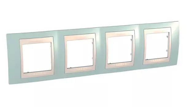 MGU6.008.570 Рамка Unica Хамелеон морская волна / Бежевый 4-постовая Schneider Electric