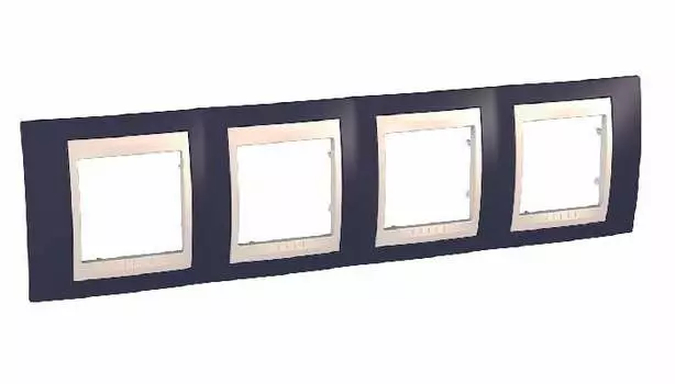 MGU6.008.572 Рамка Unica Хамелеон гранат / Бежевый 4-постовая Schneider Electric