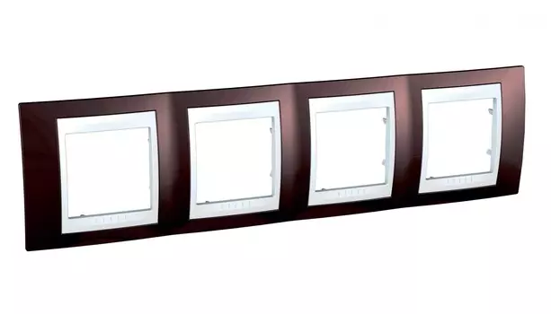 MGU6.008.851 Рамка Unica Хамелеон терракотовый / Белый 4-постовая Schneider Electric