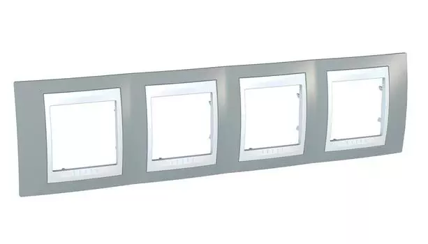 MGU6.008.865 Рамка Unica Хамелеон серый / Белый 4-постовая Schneider Electric