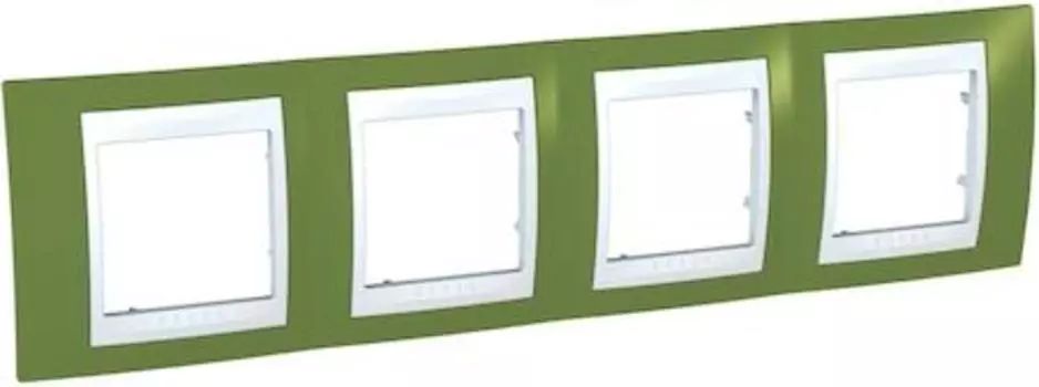 MGU6.008.866 Рамка Unica Хамелеон фисташковый / Белый 4-постовая Schneider Electric