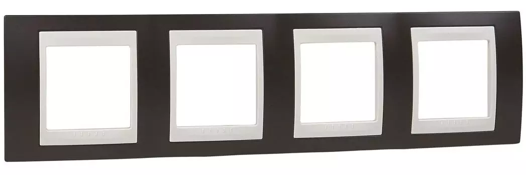 MGU6.008.871 Рамка Unica Хамелеон какао / Белый 4-постовая Schneider Electric