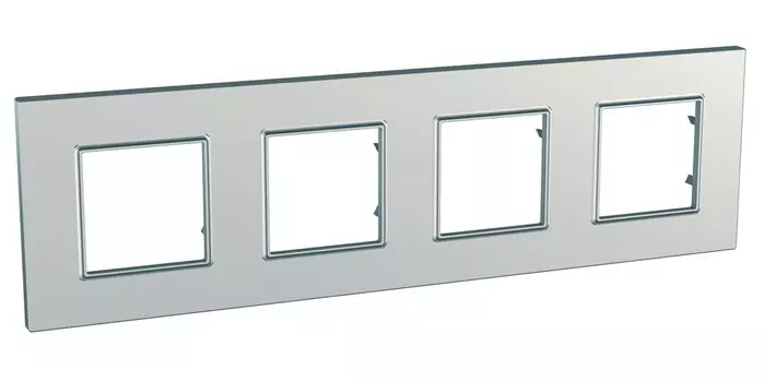 MGU6.708.55 Рамка Unica Quadro Серебро 4-постовая Schneider Electric