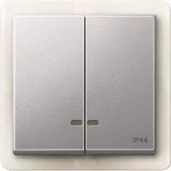MTN3424-0460 Две клавиши с окош.для свет.инд.IP 44 алюминий Merten