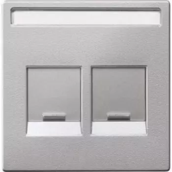 MTN4564-0460 Центр.плата для модул.штепсел.раз-в,2 поста алюминий Merten