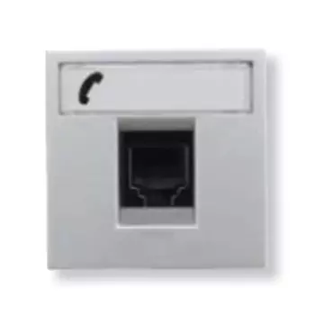 N2217.6 PL Розетка телекоммуникационная на 6 контактов, 2-модульная, тип RJ12, серия Zenit, цвет серебристый, ABB