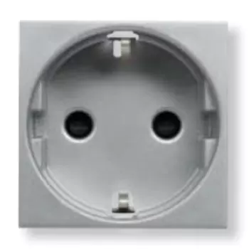 N2288 PL Розетка SCHUKO с заземлением, со шторками, 16А / 250В, серия Zenit, цвет серебристый, ABB
