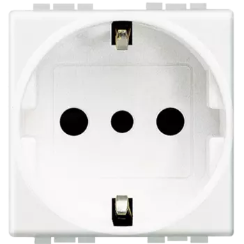 N4140 Розетка 2П + заземление (центр., боков.) 10А/16А с защитными шторками 2 модуля Bticino