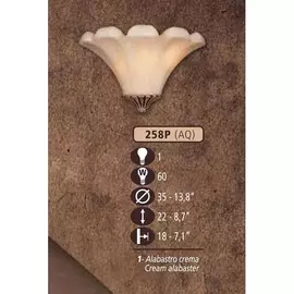 Настенный светильник 258P 258P/1 AQ CREAM ALABASTER Riperlamp