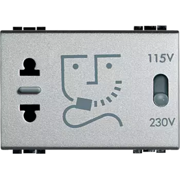 NT4177 Розетка для бритв с изолирующим трансформатором, питание 230В 50/60Гц Bticino