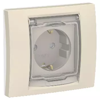 NU003744 Розетка с заземл., со шторками, с крышкой, IP44, Бежевый Schneider Electric