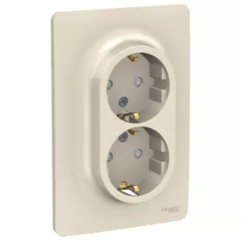 NU206744 Розетка двойная, со шторками, с заземлением, винт. зажим., Бежевый Schneider Electric