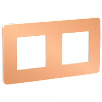 NU280457 Рамка Unica Studio Metal Медь / Белый 2-постовая Schneider Electric